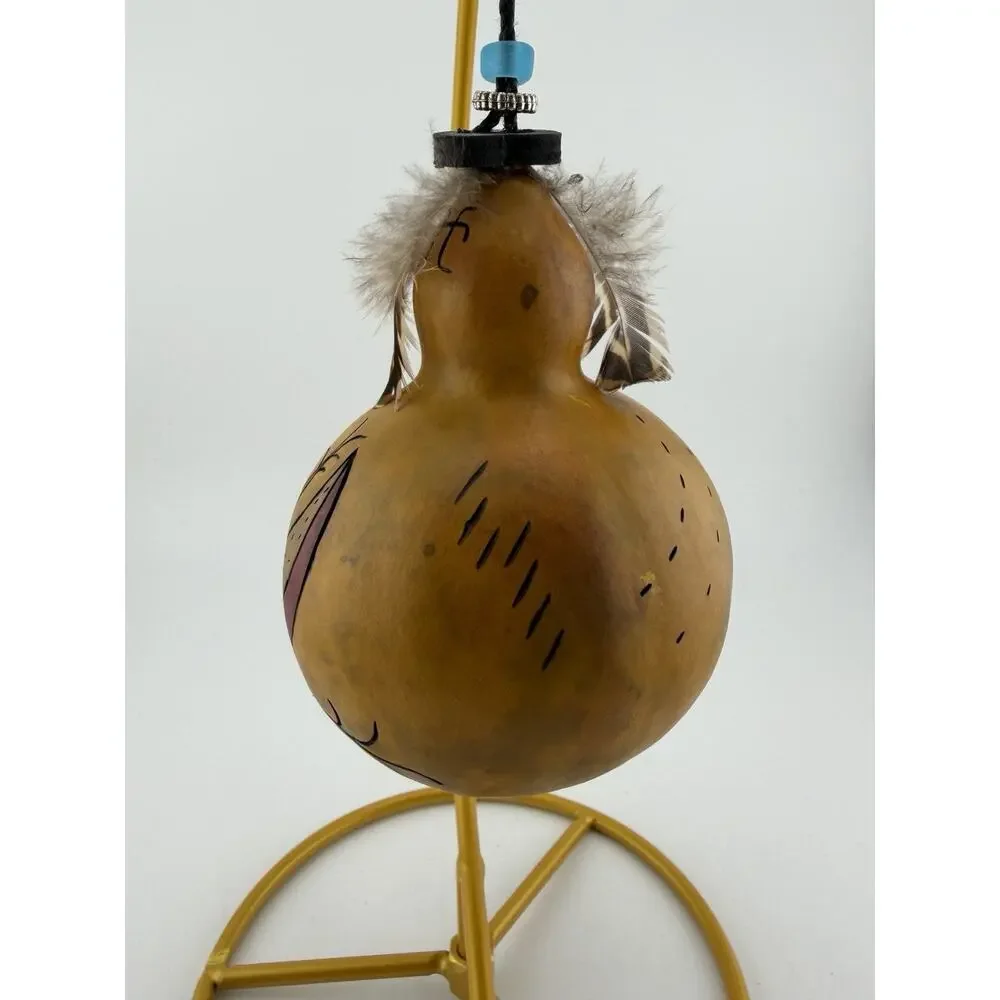 Authentic Vintage Native American Painted Gourd Ornament Gecko Lizard Art